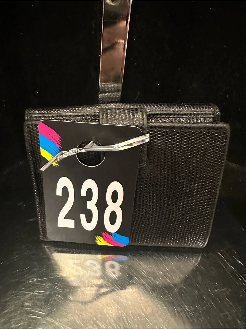 Salvatore Ferragamo #238 Black Vara Ribbon Leather Compact  Wallet
